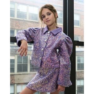 Lola + The Boys Shimmering Purple Sequin Set